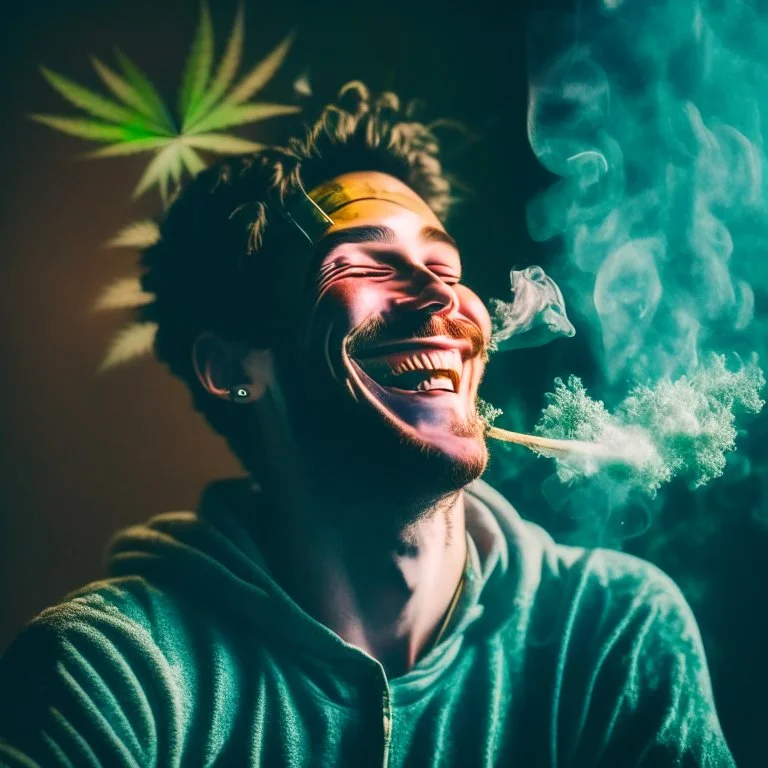 A man enjoying the intoxicating feeling from smoking weed