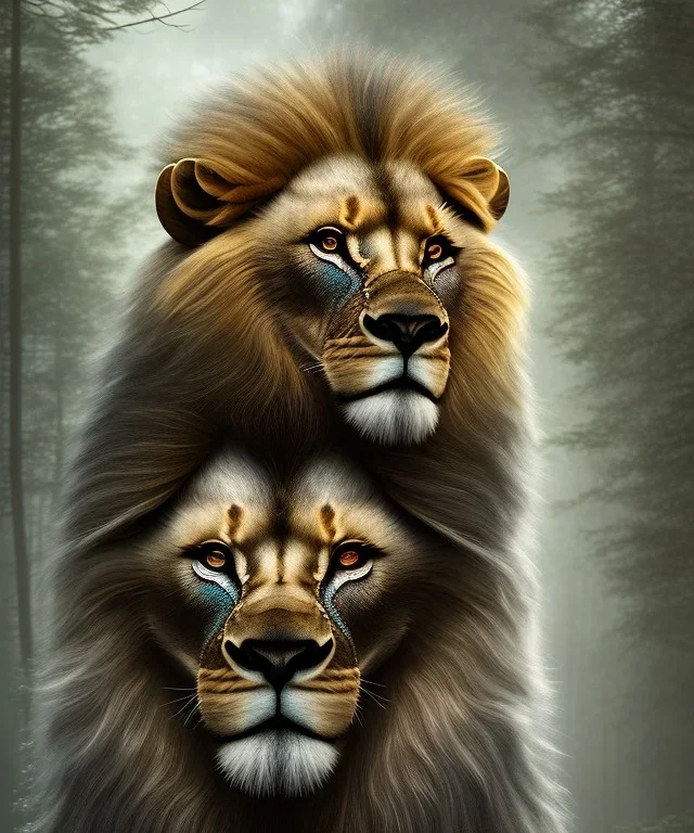 Young beautiful girl wearing floral crown standing next to a majestic, stunning lion on nature forest path, Chronicles of Narnia, 8k resolution, high-quality, fine-detail, iridescent, intricate, digital art, detailed matte, volumetric lighting, beautiful, illustration, 3D octane render, brian froud, howard lyon, selina french, anna dittmann, annie stokes, lisa parker, greg rutowski,