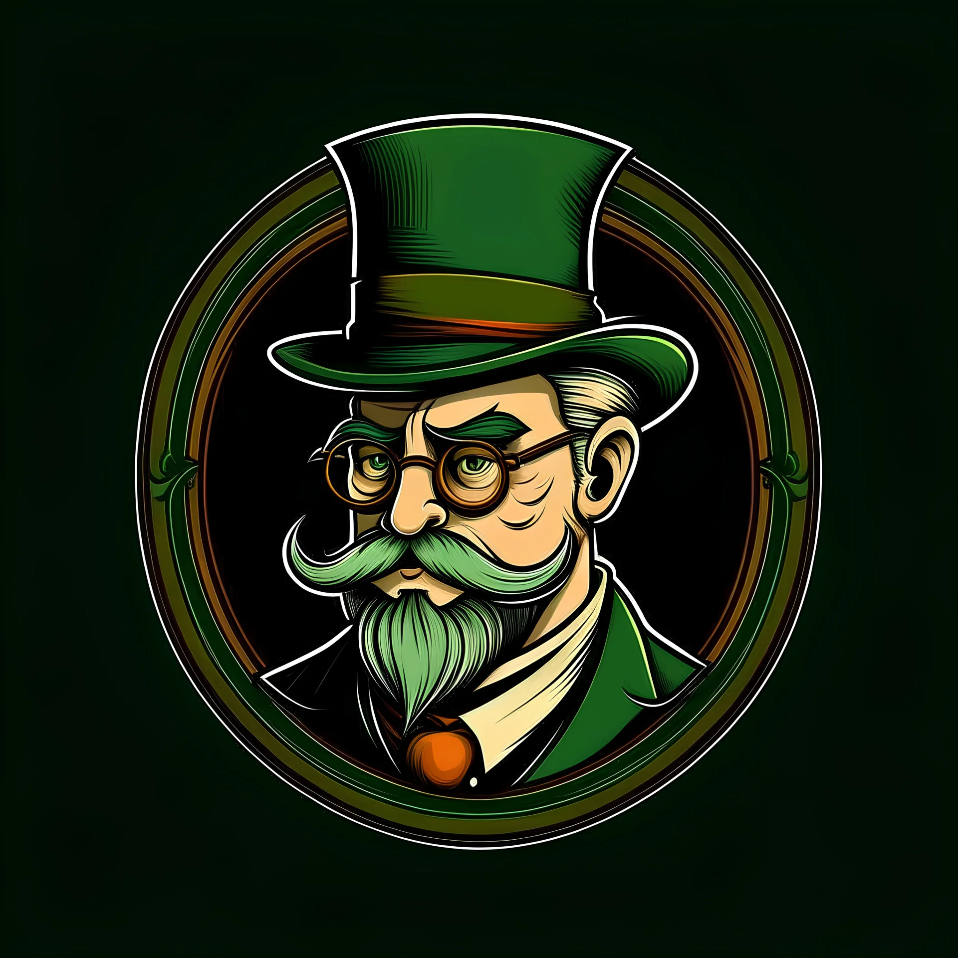 professor balthazar with a hat in style of fancy logo