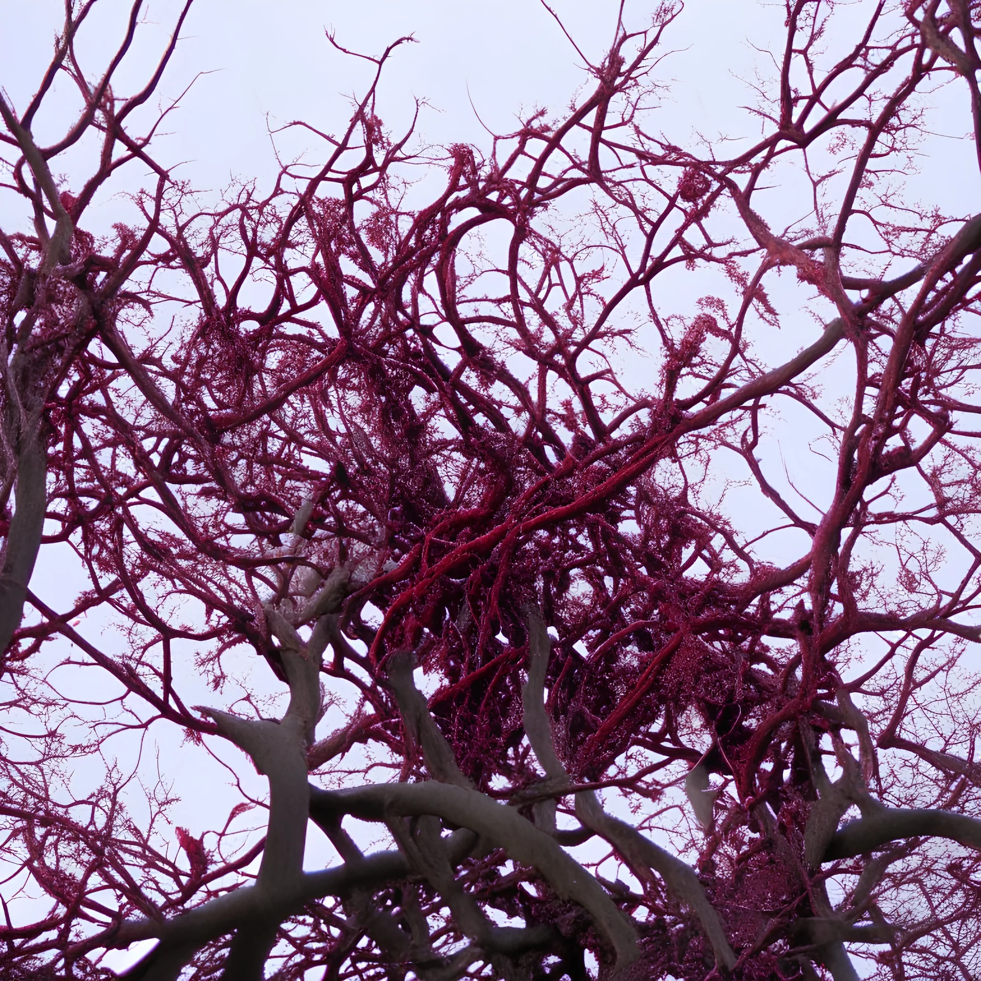 burgundy head out of branches