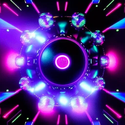 1990s club music, rave album art, metallic, iridescent, holographic, bokeh, lens flair, gaussian blur light spot, sparkles, fun, cute, 3d rendering blender, abstract, vinyl, music, electronic, dance music, alternative, futuristic, fun, primary colors. 8k, HD, unreal engine, blender, fisheye, pinball, bright white