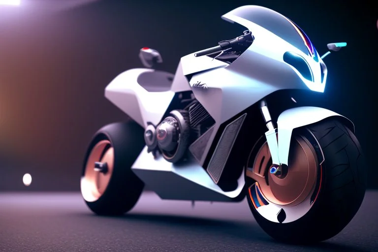 futuristic mechanical motorbike on white background, photorealistic, 3D, Unreal Engine, 4K