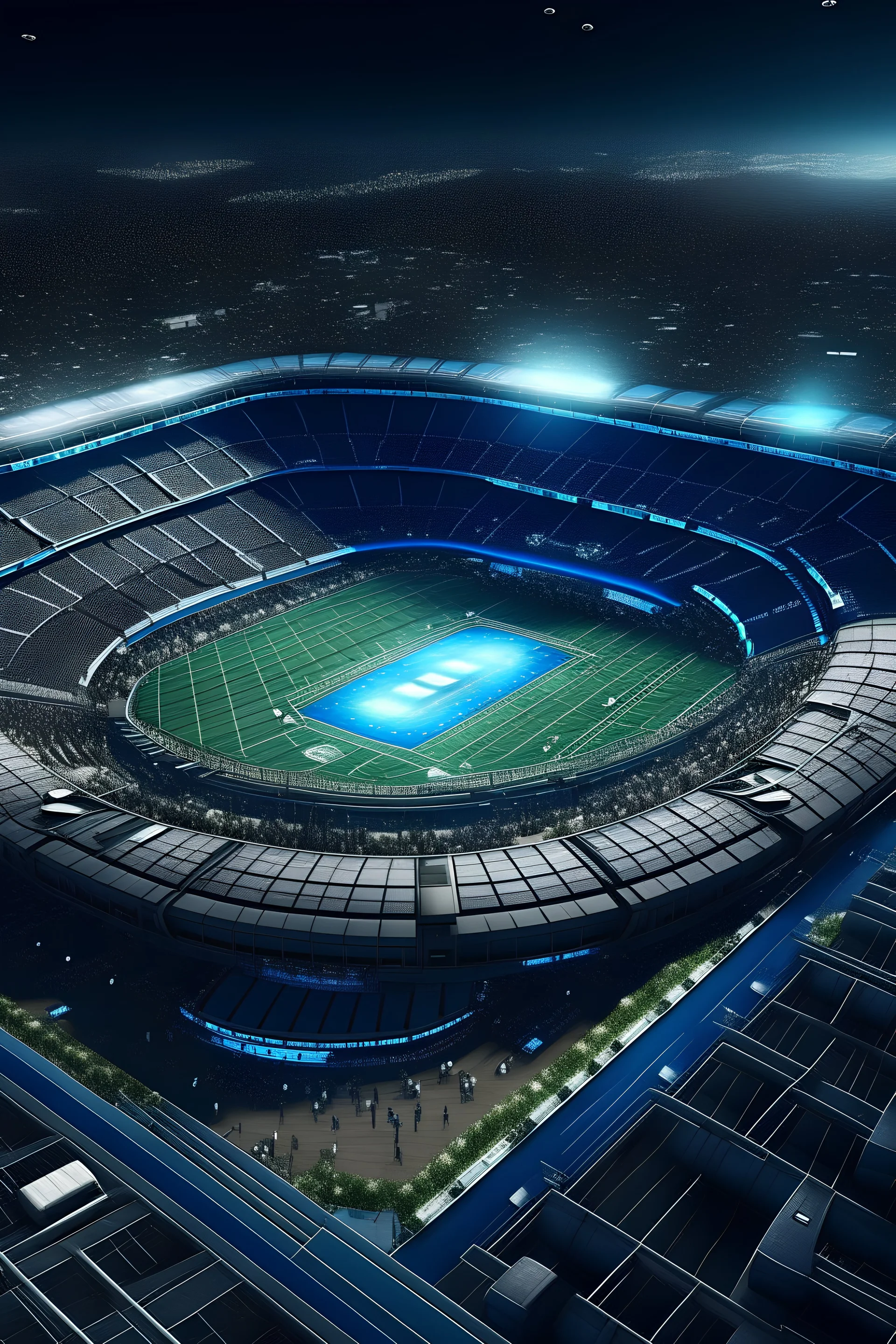 galactic stadium view of it from a height from a 45 degree angle
