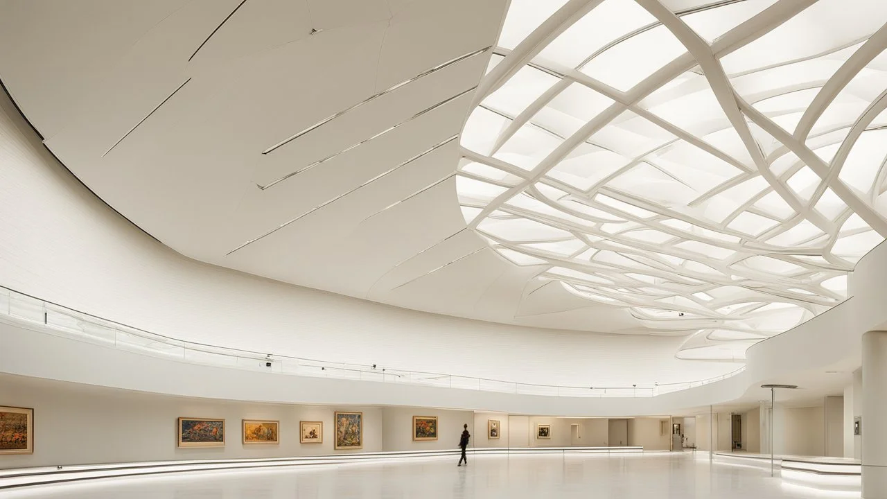 Museum ceiling, modern style, natural lighting