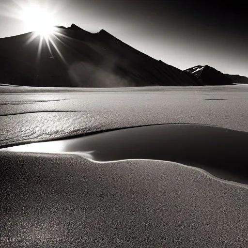 Ansel adams monochrome Photo of muskeg in alaska, hyper realistic, zone system, even tones, rich gradients, dramatic lighting, 4k