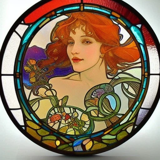 round coaster of kingfisher with stained glass effect, highly detailed, intricate, warm colors, alphonse mucha