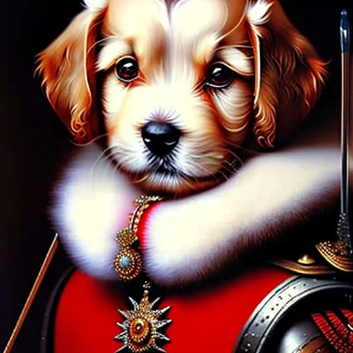 puppy, Oil painting, high quality, masterpiece, rembrandt