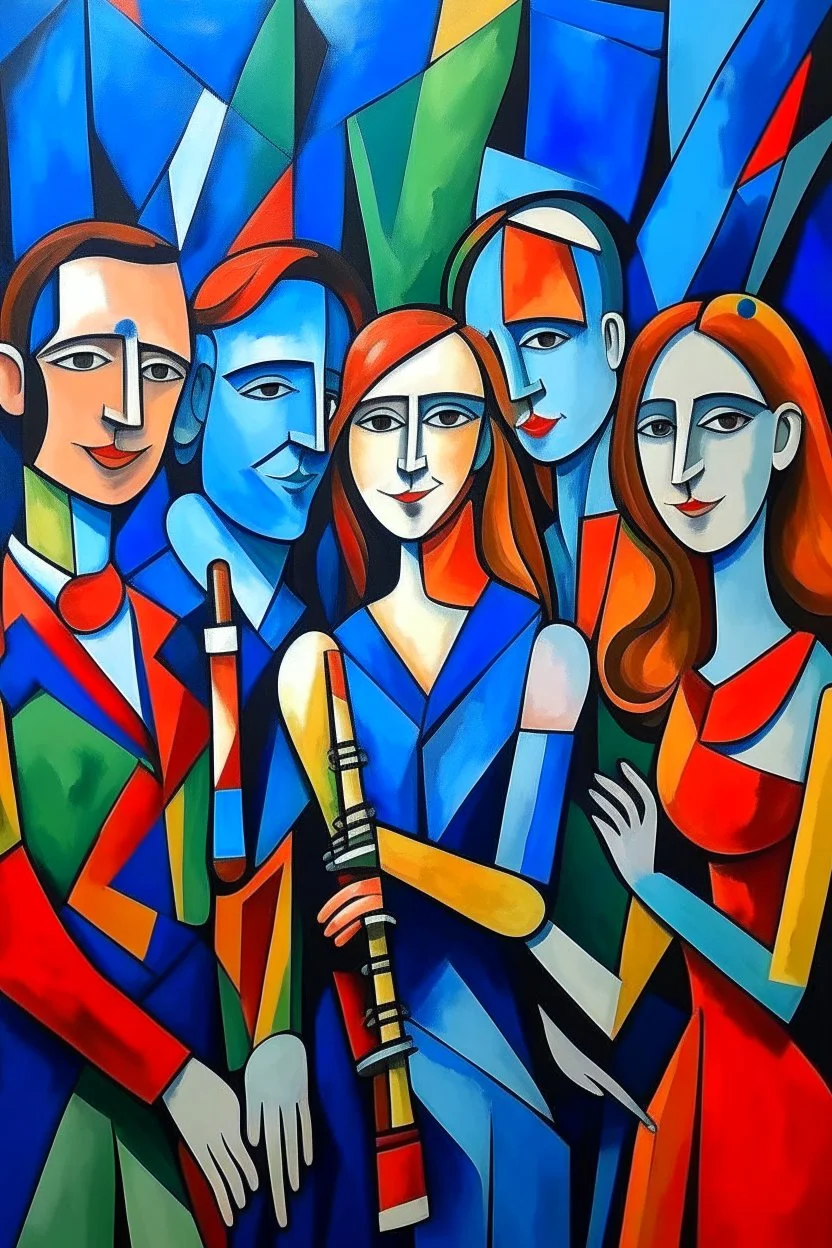 picasso style cubism 5 people