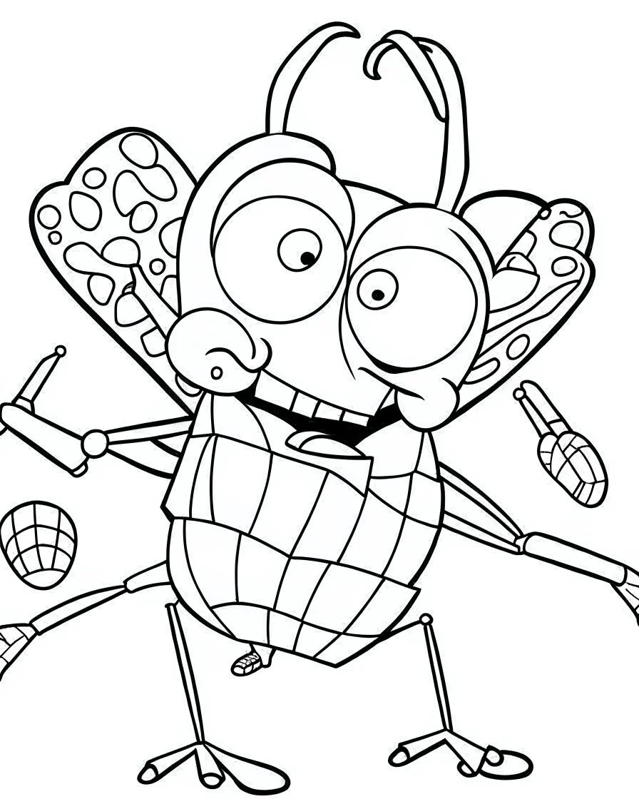 Generate a colouring pages of Pearl Krabs Jumping along with some pencil sketch marks with a white background