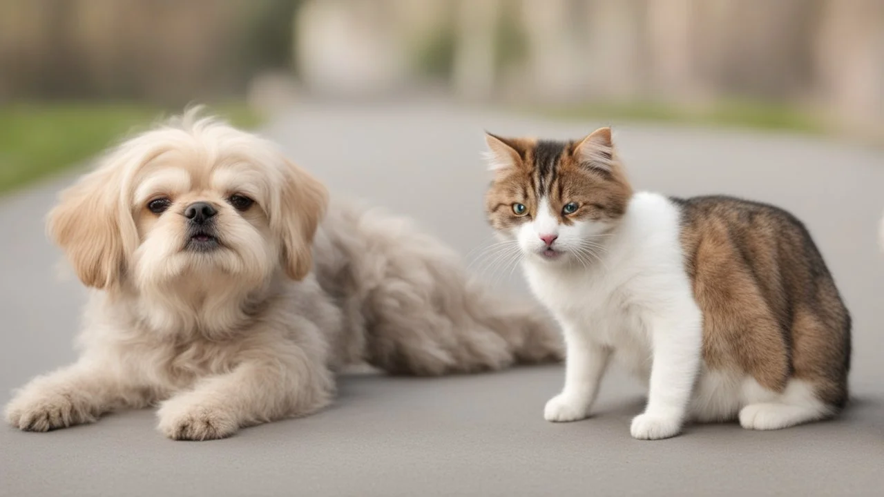 funny dog with cat