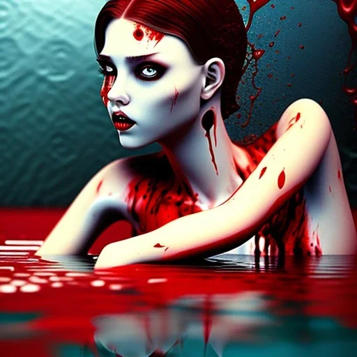 dead girl floating in pool of blood