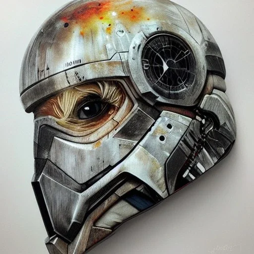 photorealistic luke skywalker helmet with weathered painting , illustration on coarse canvas by <agnes cecile> and <Yoji Shinkawa>, ornate and intricate details , soft smooth lighting, ultra detailed concept art,