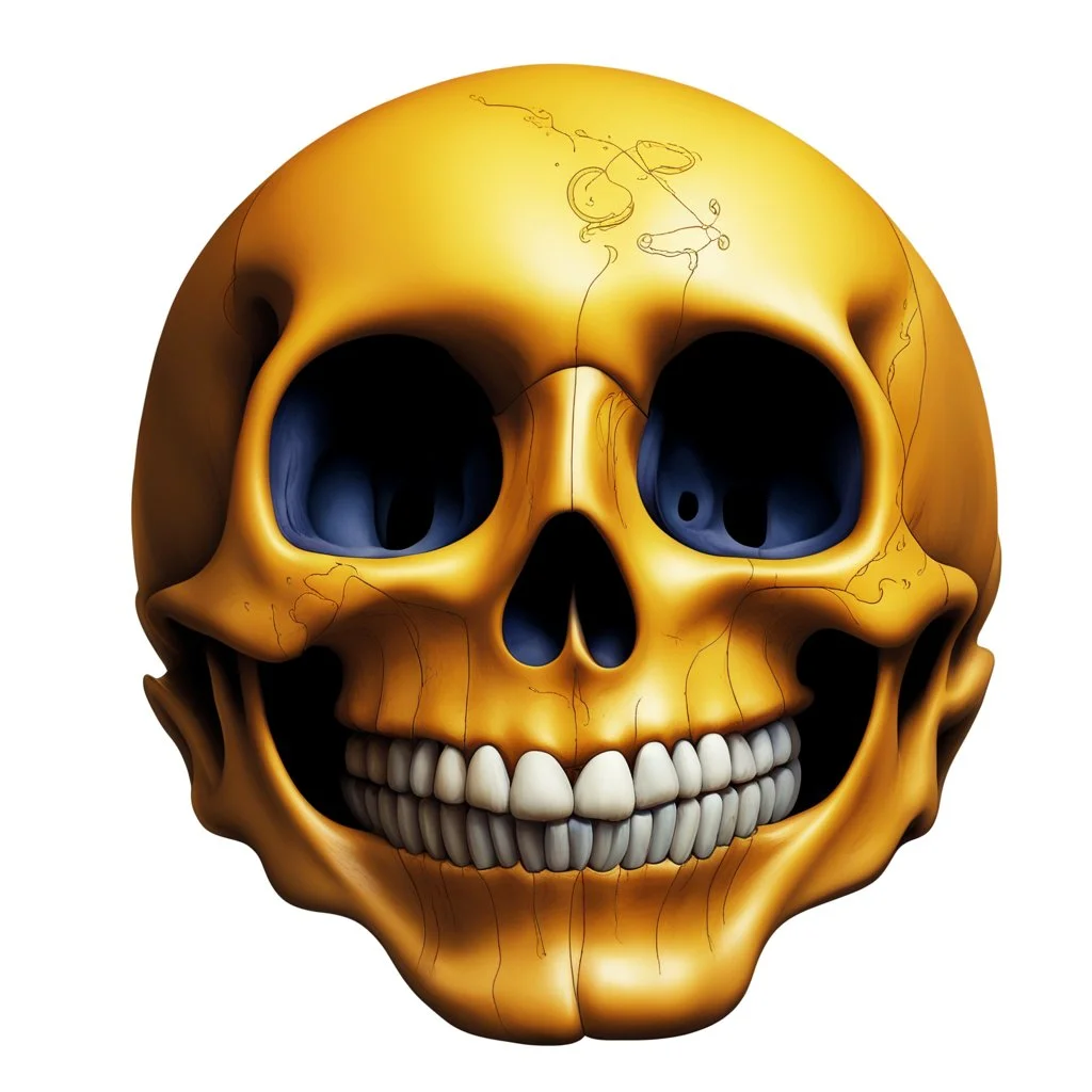 ANATOMICALLY CORRECT digital photograph of the SKULL OF A SMILEY FACE by davinci with fine line,