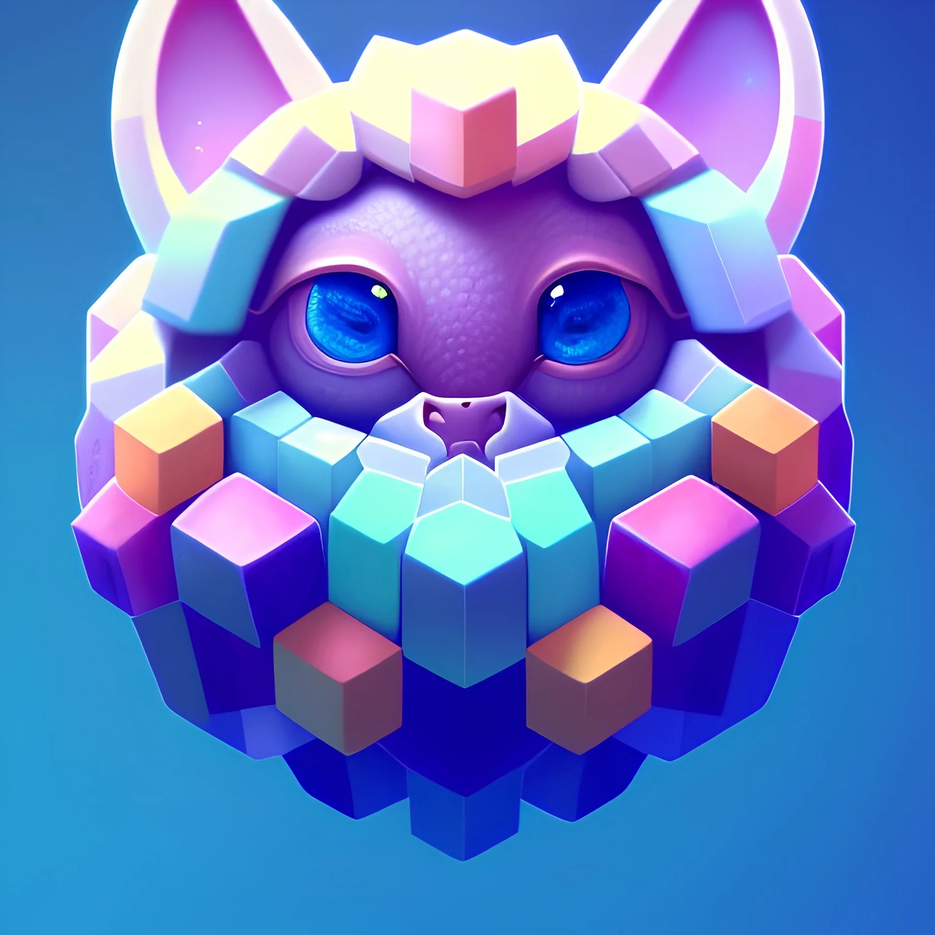 clean art of a cute fantasy creature made of segments of stone, soft lighting, soft pastel gradients, high definition