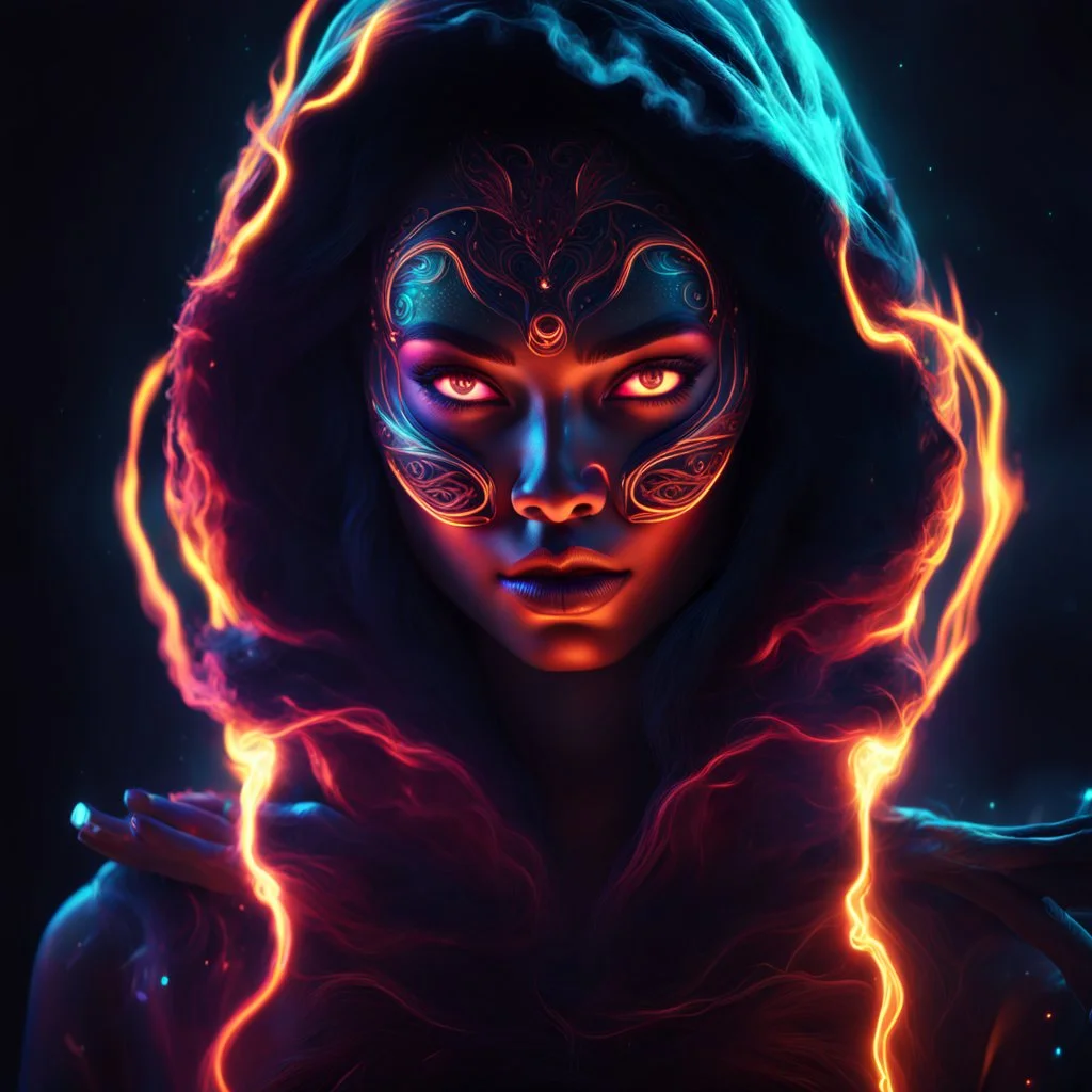 Cosmic dream face, woman, neon, abstract, amazing shadow and lightning, 4k, cinematic, glowing eyes, cosmic, face, dream, space, stars, amazing, art, glowing, fire, fantasy, crazy, ultimate, club, insane