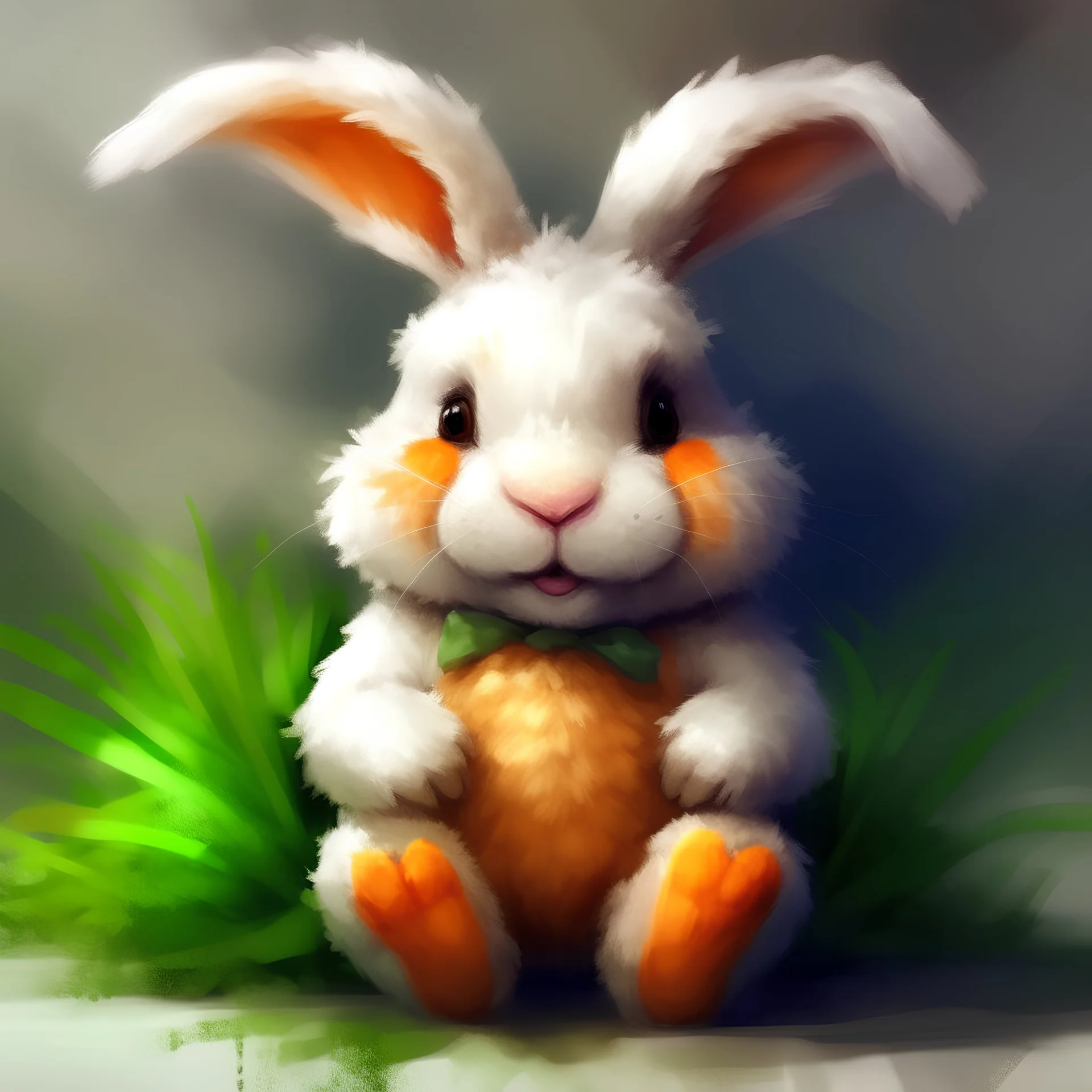 digital painting RABBIT TEDDY bear with carrot