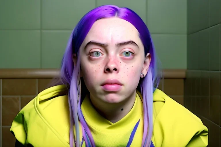 Billie Eilish, lying, in the bathroom