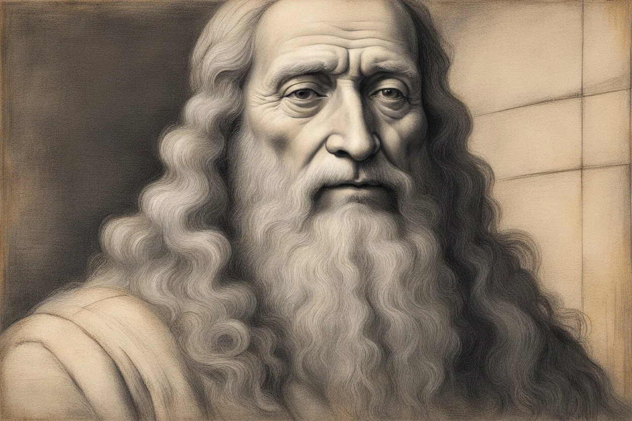 leonardo da vinci in firenze in sunshine, shading pastel and charcoal