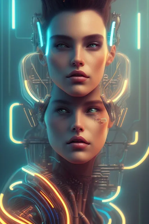 cyberpunk, head, women, portrai, tron