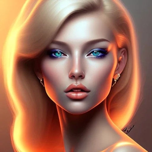 portrait of beautiful blonde busty woman by RAFAEL