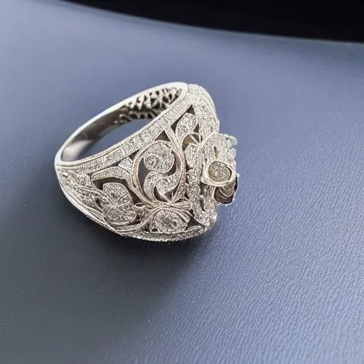 diamond ring, art noveau, filigree, floral, breathtaking, highly ornate, delicate, intricate, photorealistic, high fashion, fine jewellery, luxury, designer