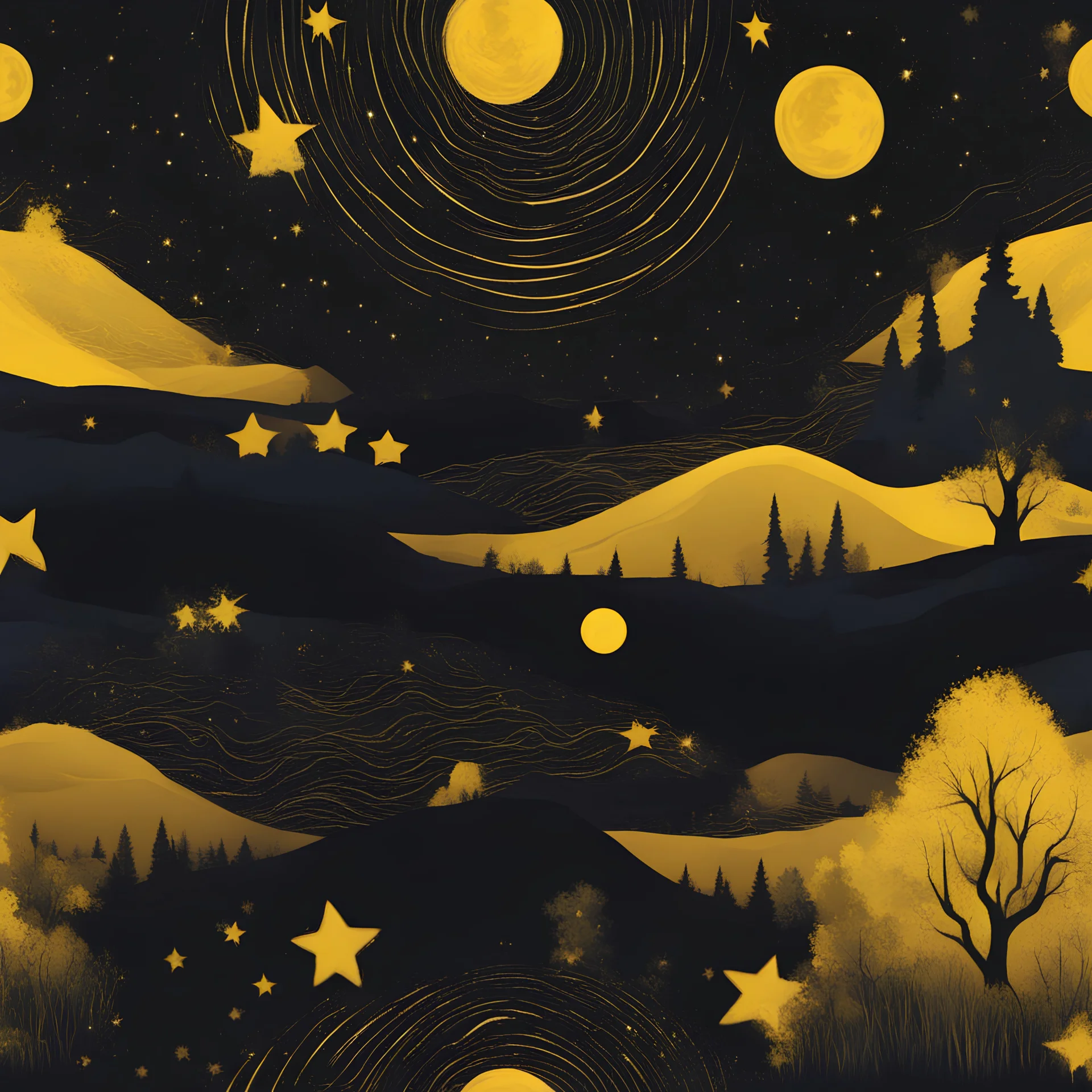 Starry night with Yellow colours