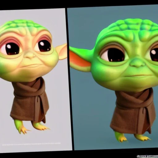 Chibi yoda, pixar 2022, modern Disney style