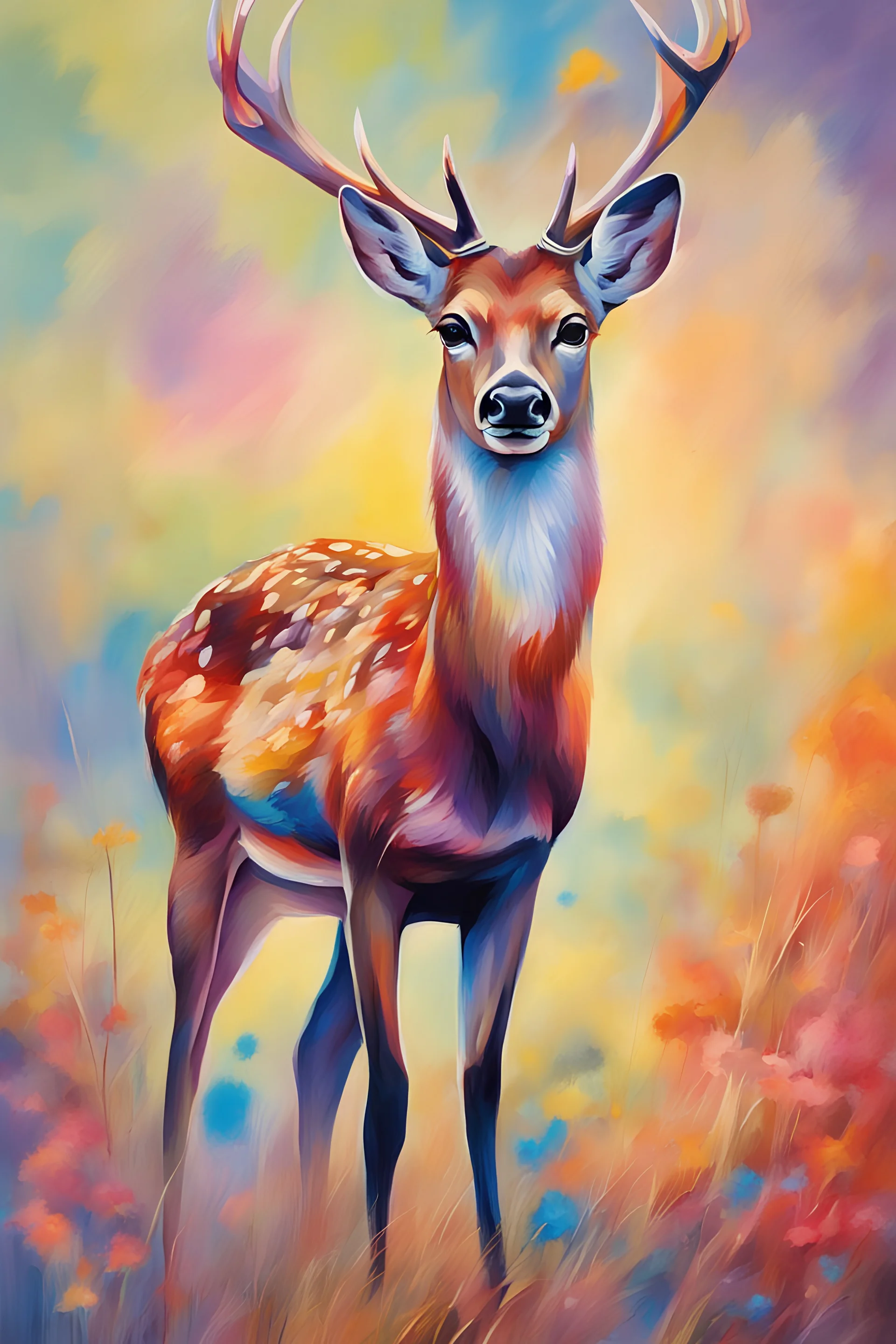 colorful painting of deer