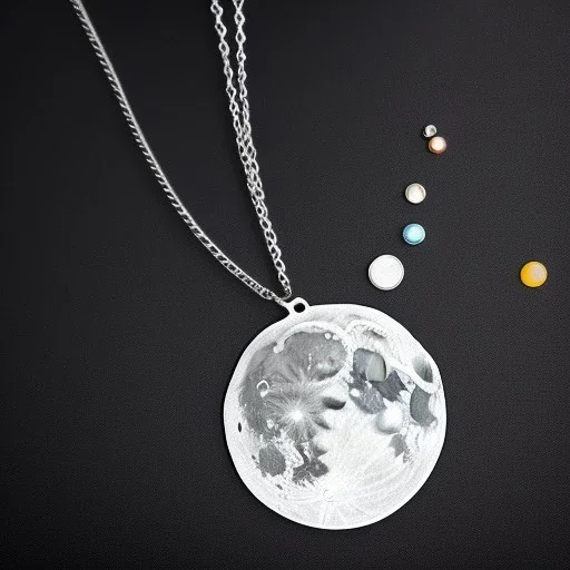 necklace with a simple, elegant design featuring a single, shimmering polyester in moon pendant