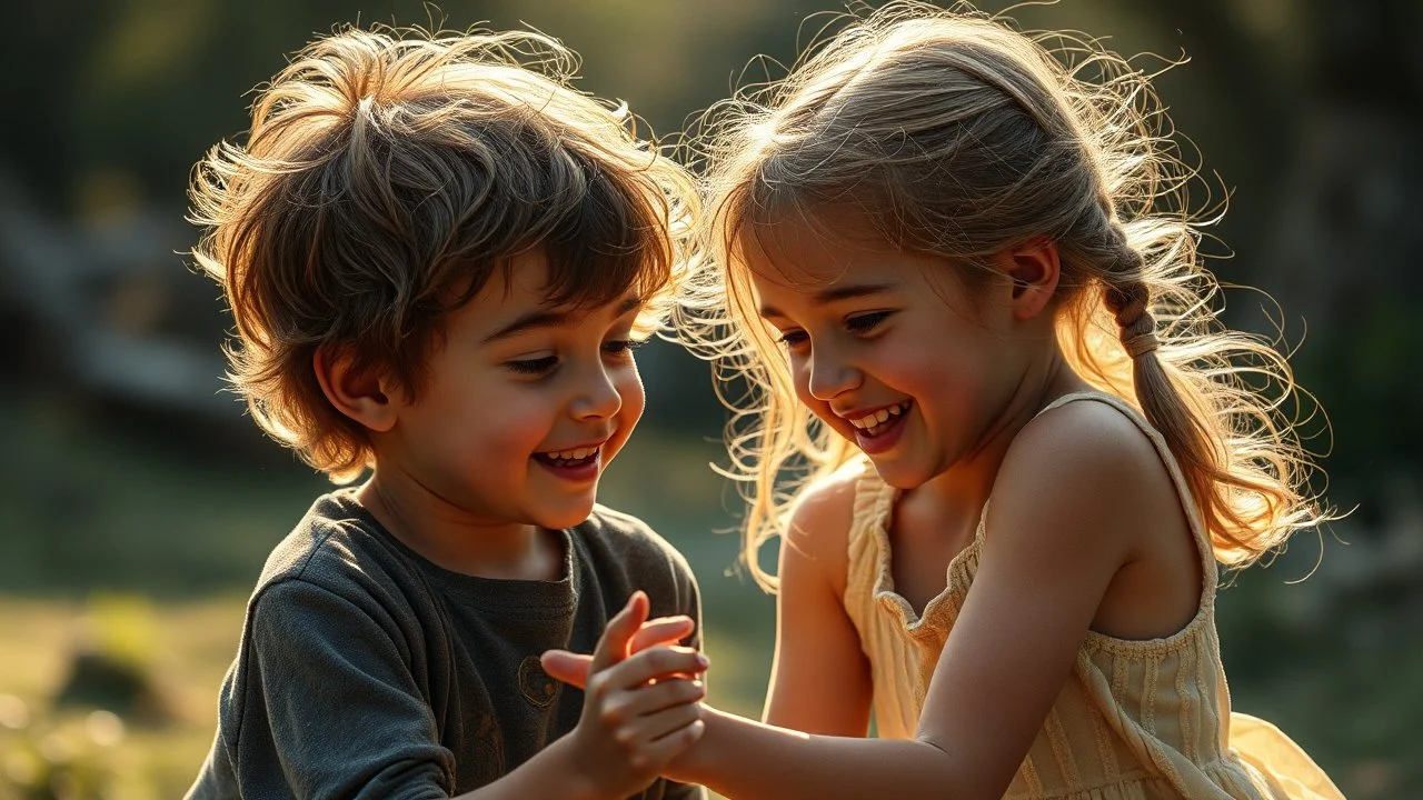 Beautiful happy telepathic young boys and girls playing together, finesse, devotion, serendipity, best friends, exquisite composition, beauty, magic, fantasy, close foreground detail, beautiful intricate insanely detailed octane render, 16k artistic photography, photorealistic concept art, soft natural volumetric cinematic perfect light, chiaroscuro, award-winning photograph, masterpiece