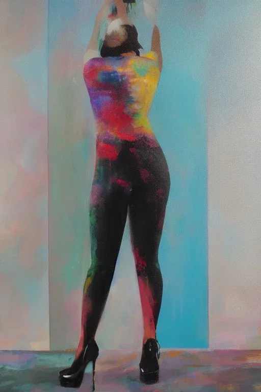 Full body portrait, painting, medium shot lady Nanopunk