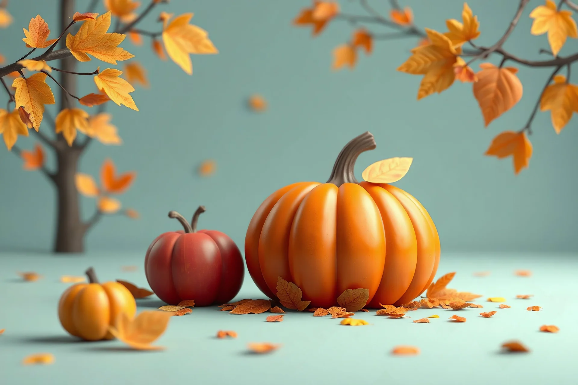 3D illustration Thanksgiven banner, art, autumn, background, banner, card, cartoon, apple, happy, holiday, pumpkin, turkish, blender, c4d, octane render , disney style 3d light, Zbrush sculpt, concept art, Zbrush high detail, pinterest Creature Zbrush HD sculpt, neutral lighting, 8k detail