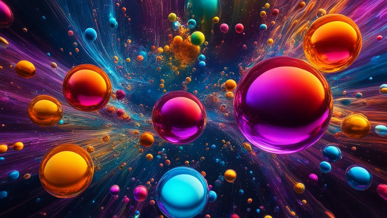 Colourful immiscible liquid globules in weightlessness, mixed, distorted, spectacular, strange globular shapes, scientific, wild, fantasy, futuristic, attractive, beautiful lighting, attractive composition, photorealistic, extremely detailed, chiaroscuro