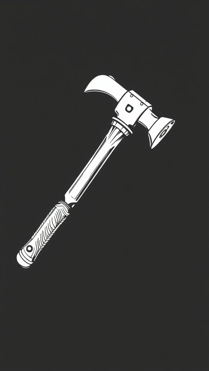modern claw hammer, detailed line drawing with thick outline, vector