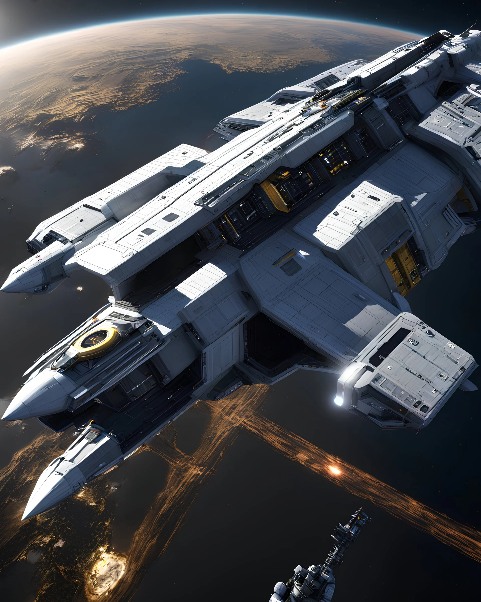 space engineers space fighter spaceship. concept art hyperrealism 4K ultra HD unreal engine 5 photorealism.