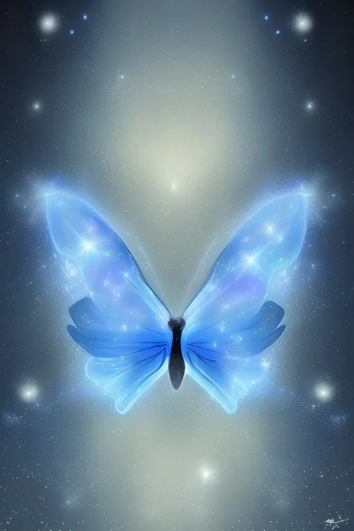 Luminous blue butterfly and manure full of stars