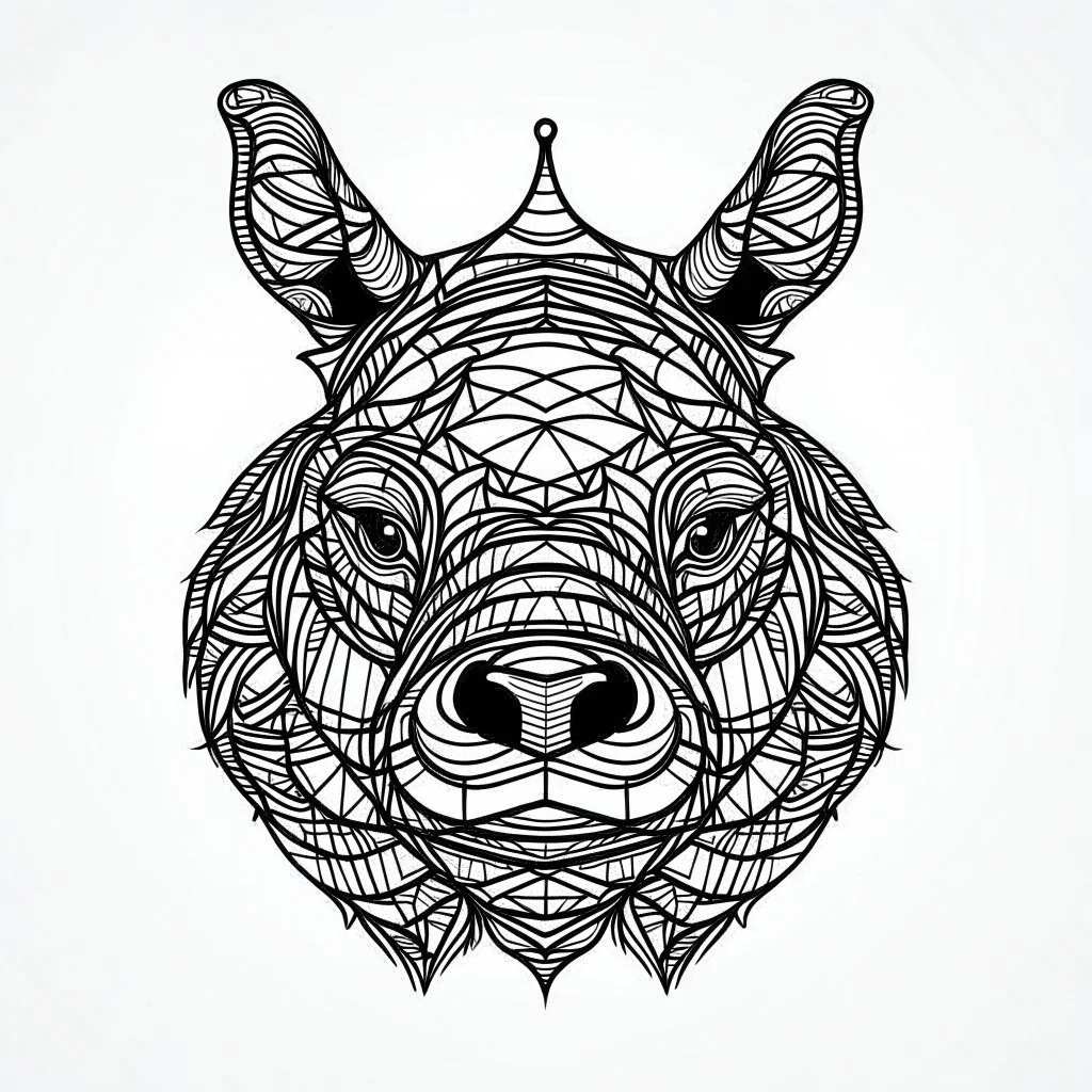 Rhinoceros, mandala, minimal lines, cartoon, white back ground color, real style, realistic, minimalistic, minimal black line art, line art, crisp line art, unique coloring sheet, outlined, outline, crisp, crisp line edges, illustration, thin lines, crisp clear lines, line art, clean line art, unique, 8k, amazing, masterpiece, no colors, no dark color, no black color, avoid thick black, minimalistic line edges, pure white back ground, image character full fit to page,