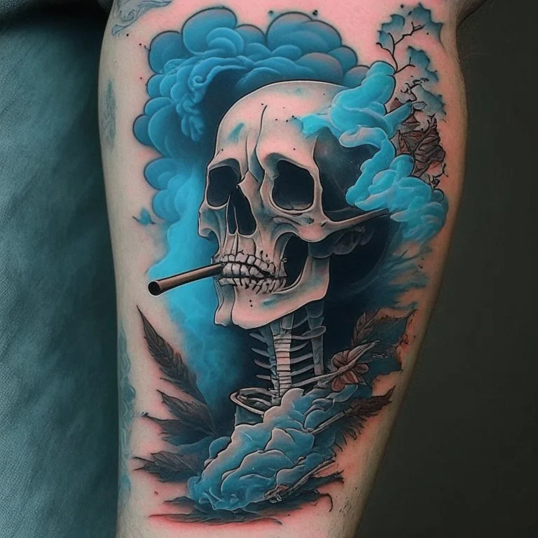 old style tattoo with death smoking by james jean