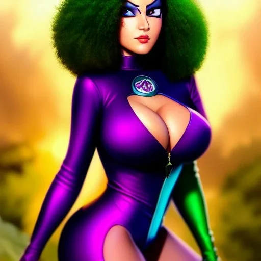 ultra detailed fullbody portrait of beautiful booty busty Raven teen titans, wearing skintight costume, extremely detailed digital painting, intrincate, extremely detailed smiling face,crystal clear Big Green eyes, in the style of adam hughes , mystical colors , perfectly centered image, perfect composition, rim light, beautiful lighting,8k, stunning scene, raytracing