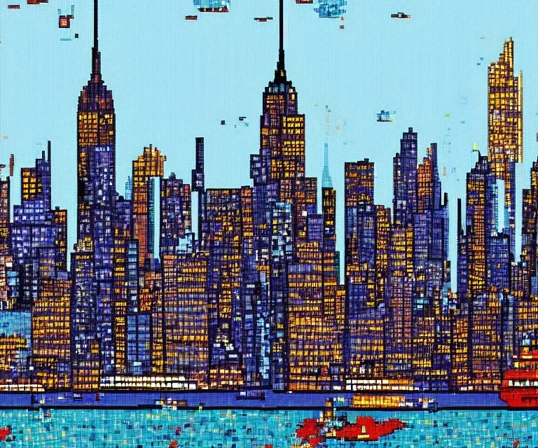 pixel art New York skyline