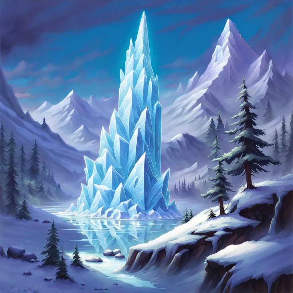 90's fantasy art of an ice shard