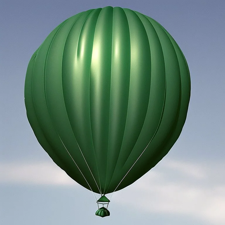 High resolution photographed inflated green star shaped foil balloon