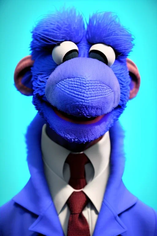 Waist up muppet Portrait, joe Biden as muppet doll, Blue suit, photo studio, blue background, unreal engine 5, concept art, art station, god lights, ray tracing, RTX, lumen lighting, ultra detail, volumetric lighting, 3d.