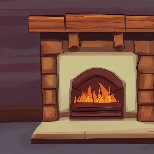 A fireplace with logs made with gingerbread,digital illustration