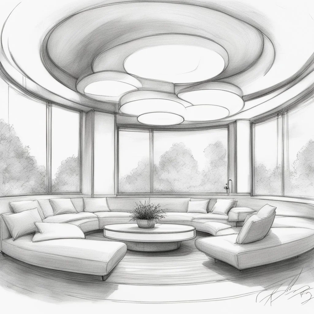 Modern “small” circular coffee table design, sketch