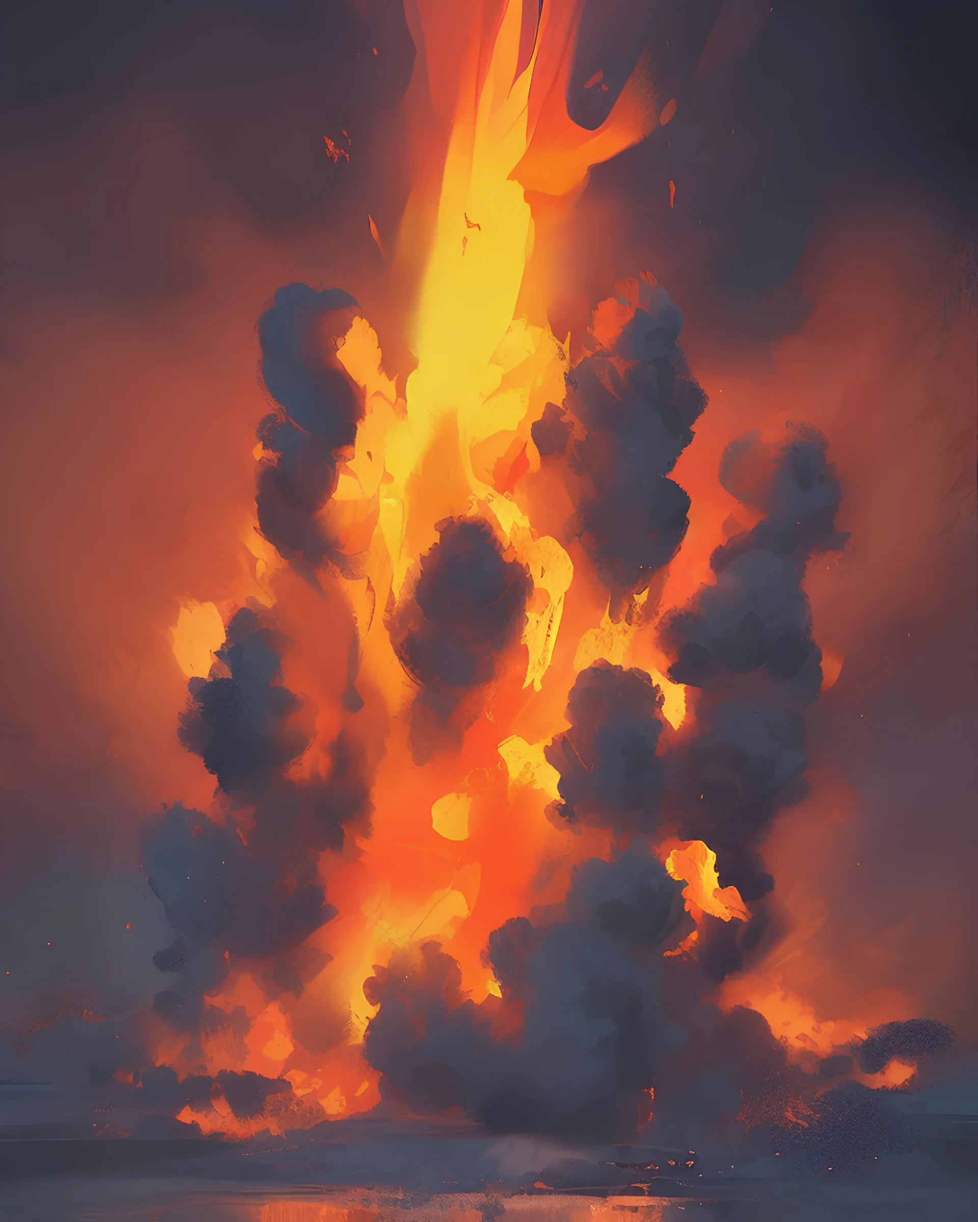 A painting of a fire