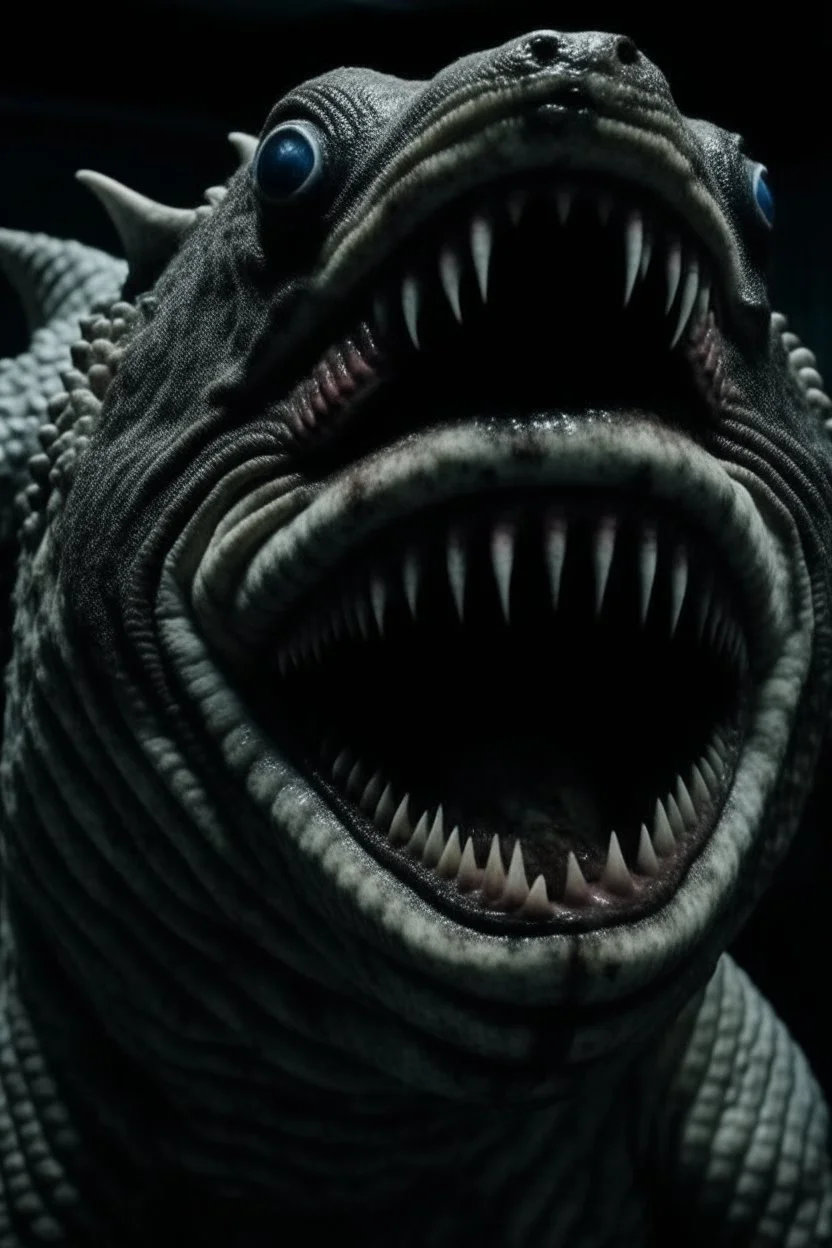 Moth / shark hybrid in a body horror movie
