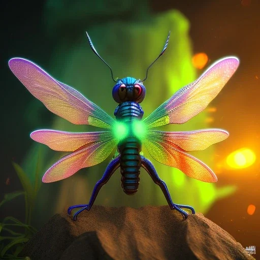 dragonfly, humming bird, fantasy art, Unreal Engine 5, lens macro,sharp focus, realistic, hyper detailed, studio lighting, neon light ambient, crystalized