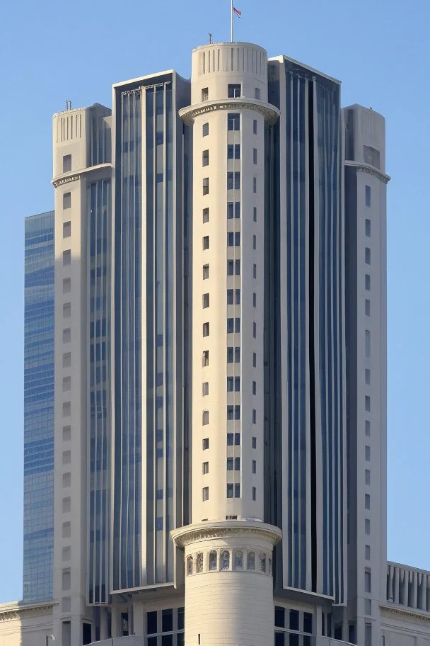 A huge bank building in a huge city