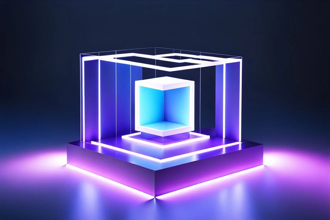 3d modern cubic stage for ai created 3d animation show